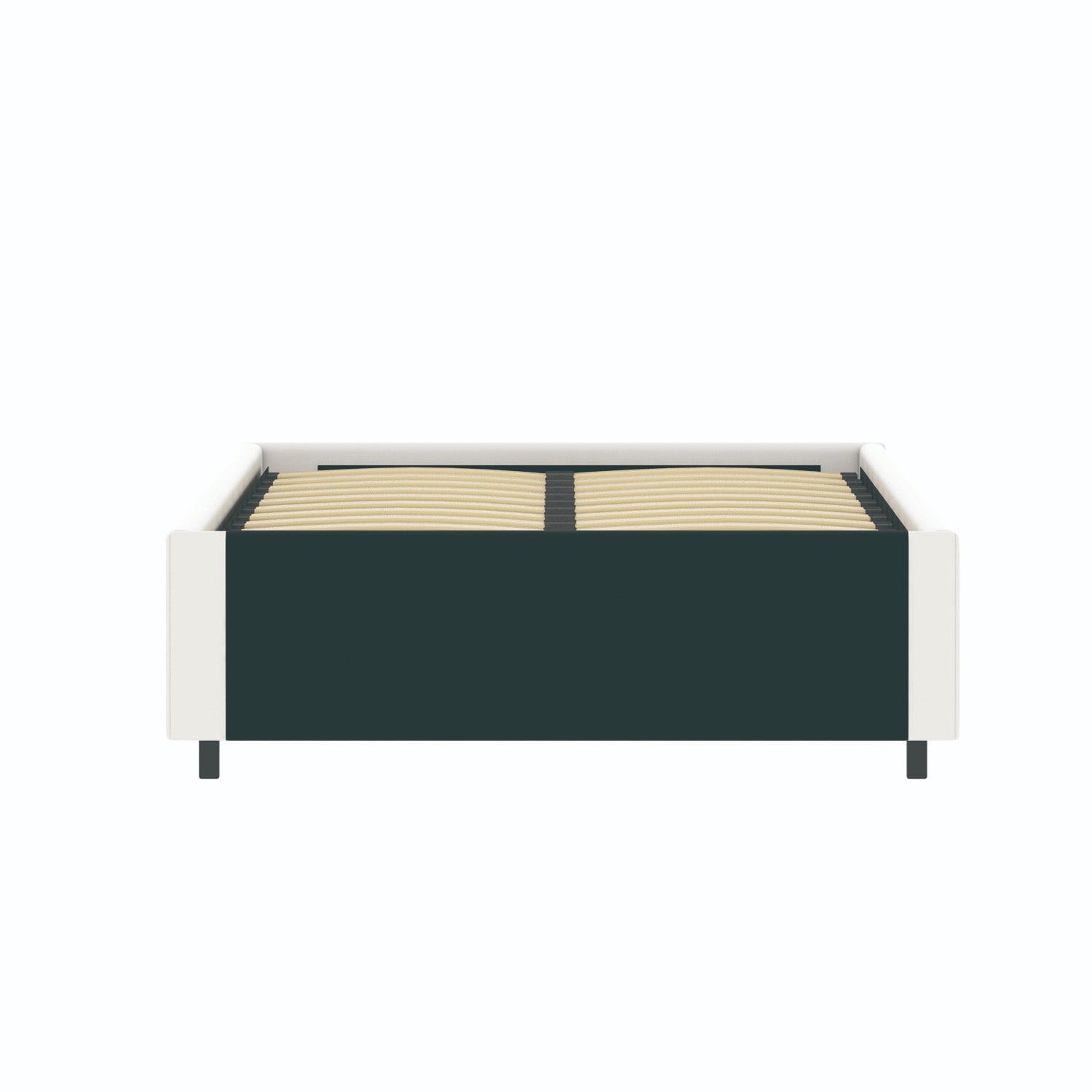 Vue de dos du lit coffre plateforme 90x190 cm PU blanc LANCE
