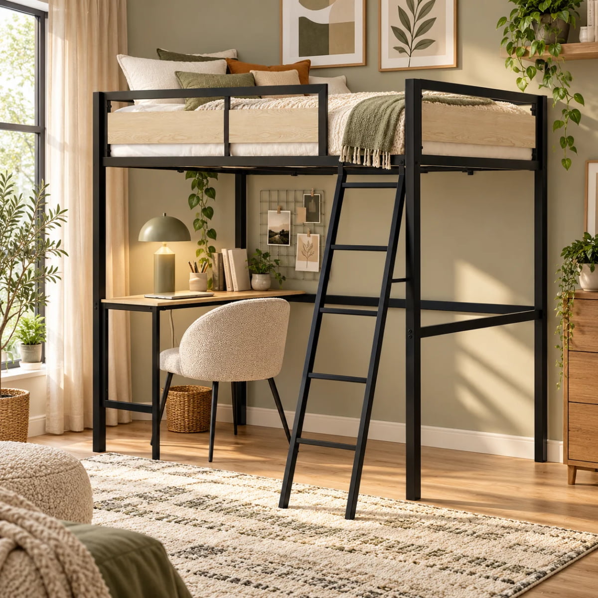 Lifestyle picture lit mezzanine chene noir DINO