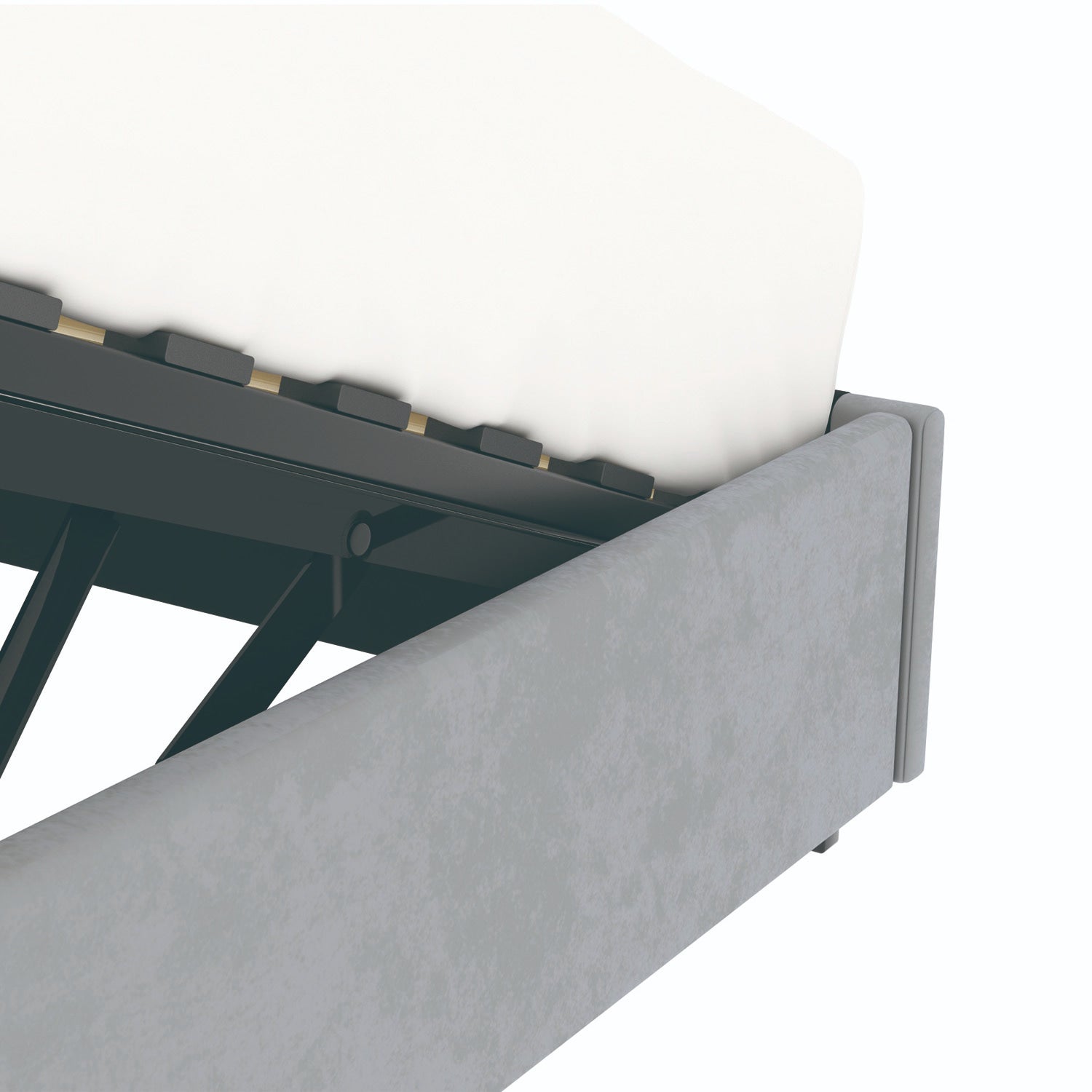 Détail du coffre du lit coffre plateforme 180x200 cm velours gris LANCE avec matelas (non fourni)