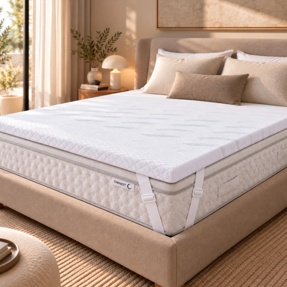 Lifestyle picture surmatelas PLUME 140x190 cm + THENEST140